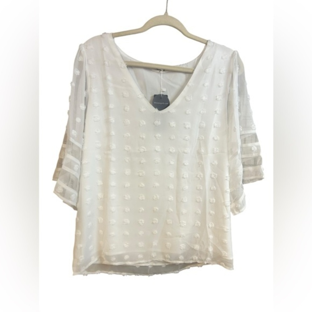 Blooming Jelly NWT Women's Chiffon BlousesV Neck Short Sleeve Fashion Medium